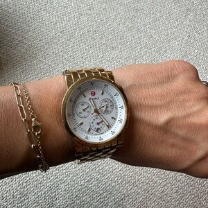 Michele Gold Watch with White Face